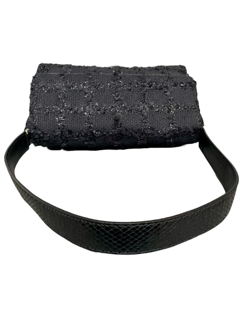 Kate Spade Made in Italy Vintage Black Tweed w/Metallic Grid Accent Shoulder Bag - Picture 4 of 10